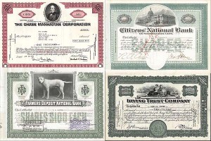 Banking Stock Set of 4 Stock Certificates