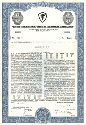 Firestone Tire and Rubber Co. - 1975 dated $100,000 Automotive Bond