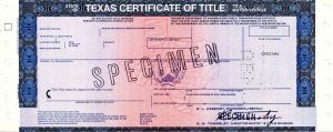 State of Texas Certificate of Title - American Bank Note Specimen