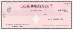 A.H. Heisey and Co. - American Bank Note Company Specimen Checks