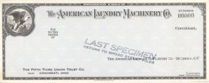 American Laundry Machinery Co. - American Bank Note Company Specimen Checks