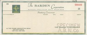 Barden Corp. - American Bank Note Company Specimen Checks