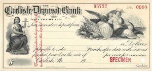 Carlisle Deposit Bank and Trust Co. - American Bank Note Company Specimen Checks