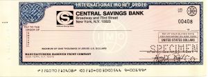 Central Savings Bank - American Bank Note Company Specimen Checks