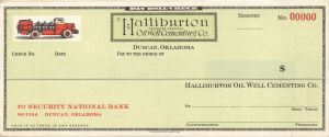 Halliburton Oil Well Cementing Co. - American Bank Note Company Specimen Checks