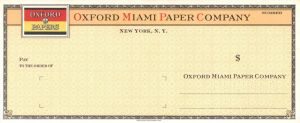 Oxford Miami Paper Co. - American Bank Note Company Specimen Checks