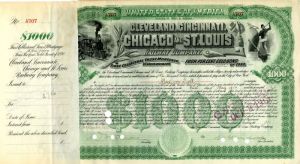 William K. Vanderbilt, Jr. - Cleveland, Cincinnati, Chicago and St. Louis Railway - $1,000 Bond