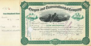 Henry Villard signed Oregon and Transcontinental Co. - 1881 dated Autograph Railroad Stock Certificate