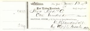 New York and Harlem Railroad Stock Transfer - E. V. W. Rossiter signs for William H. Vanderbilt as his Attorney