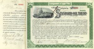 Standard Oil Trust signed by Lamon V. Harkness, Archbold, and Tilford - 1896 dated Autograph Stock Certificate