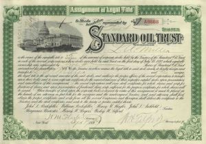 Standard Oil Trust Signed by Henry M. Flagler & Wesley H. Tilford - 1890's dated Autograph Oil Stock Certificate