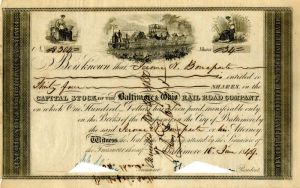 Baltimore and Ohio Rail Road Co. Issued to Jerome N. Bonaparte - Stock Certificate