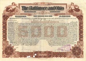 Louis D. Brandeis Issued To and Signed Baltimore and Ohio Railroad Co. $5000 Bond