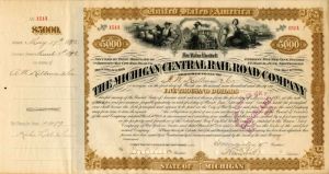 Michigan Central Railroad Co. Transferred to AMEXCO - $5,000 Bond