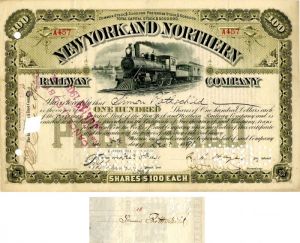 New York and Northern Railway Co. signed by Simon Rothschild - Stock Certificate