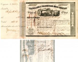 Cleveland and Toledo Rail-Road Co. signed by Rufus H. King - Stock Certificate