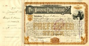 Mahoning Coal Railroad Co. signed by H.B. Payne - Stock Certificate