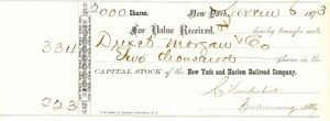 New York and Harlem Railroad Co. transferred to Drexel Morgan Co  - Railway Stock Certificate