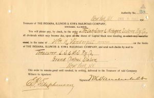 Indiana, Illinois, and Iowa Railroad Co. signed by Wm. K. Vanderbilt