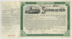 Standard Oil Trust signed by William Rockefeller & Henry Huttleston Rogers - Autograph Stock Certificate