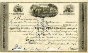 Baltimore and Ohio Railroad Co. Issued to James M. Buchanan - Railway Stock Certificate