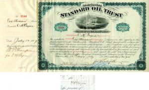 Standard Oil Trust Issued to and signed by O.H. Payne 