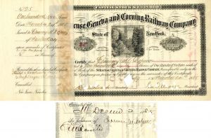 Syracuse, Geneva and Corning Railway Co. Issued to and Signed by Chanuncey M. Depew