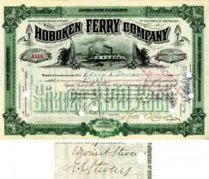 Hoboken Ferry Co. signed by Edwin A. Stevens - Stock Certificate