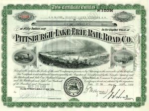 Pittsburgh and Lake Erie Railroad Co. issued to Gladys, Countess Laszlo Szechenyi  (Vanderbilt)