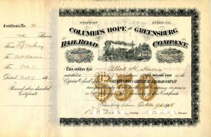 Columbus Hope and Greensburg Railroad Co. signed by Wm. K. Vanderbilt Jr.