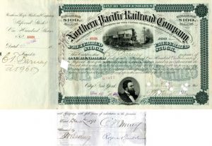 Northern Pacific Railroad Co. issued to and signed by C.T. Barney