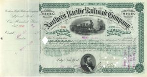 Northern Pacific Railroad Co. Issued to/Signed by Sidney Dillon - Autograph Stock Certificate