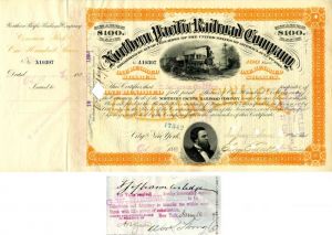 Northern Pacific Railroad Co. issued to and signed by T. Jefferson Coolidge