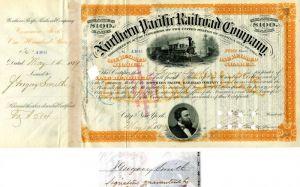 Northern Pacific Railroad Co. issued to and signed by J. Gregory Smith
