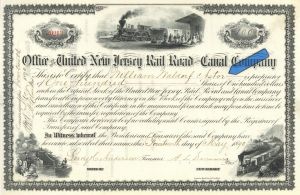 William Waldorf Astor issued to United New Jersey Rail Road & Canal Co. - Stock Certificate