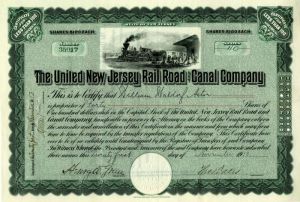 United New Jersey Rail Road and Canal Co. issued to William Waldorf Astor - Stock Certificate