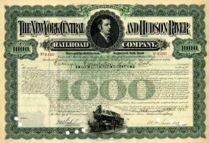 New York Central and Hudson River Railroad Co. issued to Carnegie Corporation of New York - 1931 dated $1,000 Bond