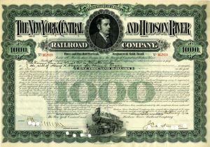 Henry H. Rogers issued New York Central & Hudson River Railroad $1,000 Bond - Of Standard Oil Fame