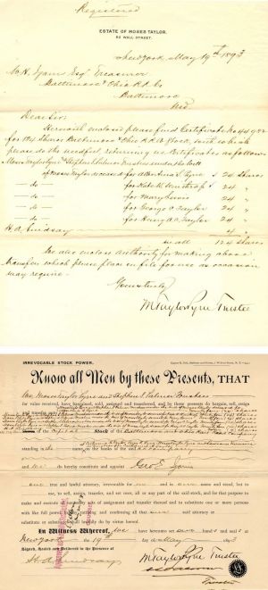 Power of Attorney and letter signed by Moses Taylor Pyne - Autograph