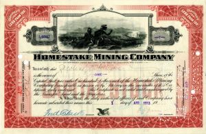 Homestake Mining Co. signed by Fred Clark - Stock Certificate