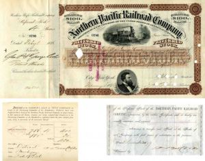 Northern Pacific Railroad Co. Issued to and Signed by Genl. P. St. George Cooke - Stock Certificate