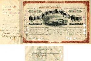 Cincinnati, Indianapolis, St. Louis and Chicago Railway Co. Transferred to E.H. Harriman - Stock Certificate
