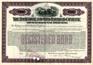 Baltimore and Ohio Railroad Co. Issued to Albert Rothschild, Trustee - $1,000 Bond