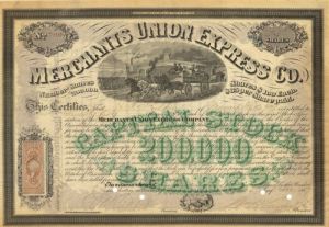 William H. Seward Jr. signed Merchants Union Express Co. - Stock Certificate
