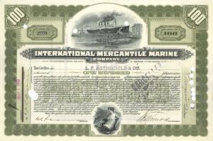 International Mercantile Marine Co. Issued to L.F. Rothschild and Co. - Stock Certificate - Titanic History