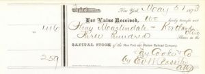 New York and Harlem Railroad Co. Transferred to Jay Cooke and Co. - Autographed Railway Stocks and Bonds