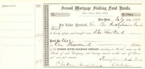 Hudson River Railroad Co. Transferred to Peter Lorillard - Autographed Stocks and Bonds
