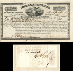 State of New York Bond Issued to and Signed by Geo. F. Baker - $12,000 Bond