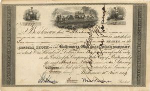 Baltimore and Ohio Rail Road Co. signed by Thomas Swann - Stock Certificate