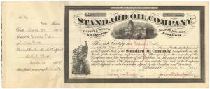 Standard Oil Co. of Ohio Issued to and Signed by Charles Pratt, John D. Rockefeller, Henry Flagler & Charles Millard Pratt